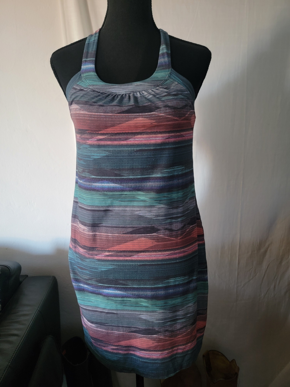 Prana Striped Midi Dress in Teal, Coral & Navy